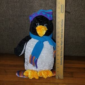 Snowboarding Penguin 16" bean bag plush stuffed animal, Zany Brainy, 2001